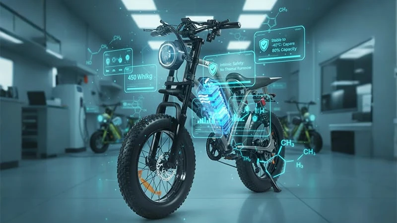Solid-State Battery E-Bike, E-Bike Safety Revolution, E-Bike Range Anxiety, Micromobility Batteries, Solid-State Battery 2030, E-Bike Winter Performance, electric dirt bike battery, fat tire electric bike range