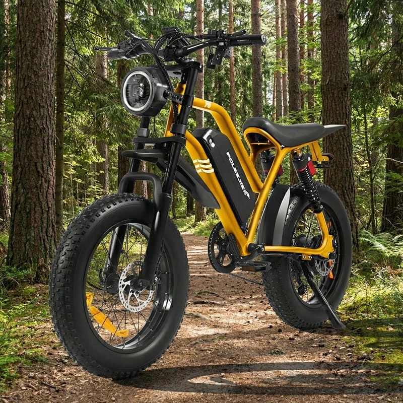 A high-performance electric dirt bike with 4-inch fat tires kicking up dust on a rough trail, demonstrating the 1500W peak motor power and adjustable suspension for off-road riding.
