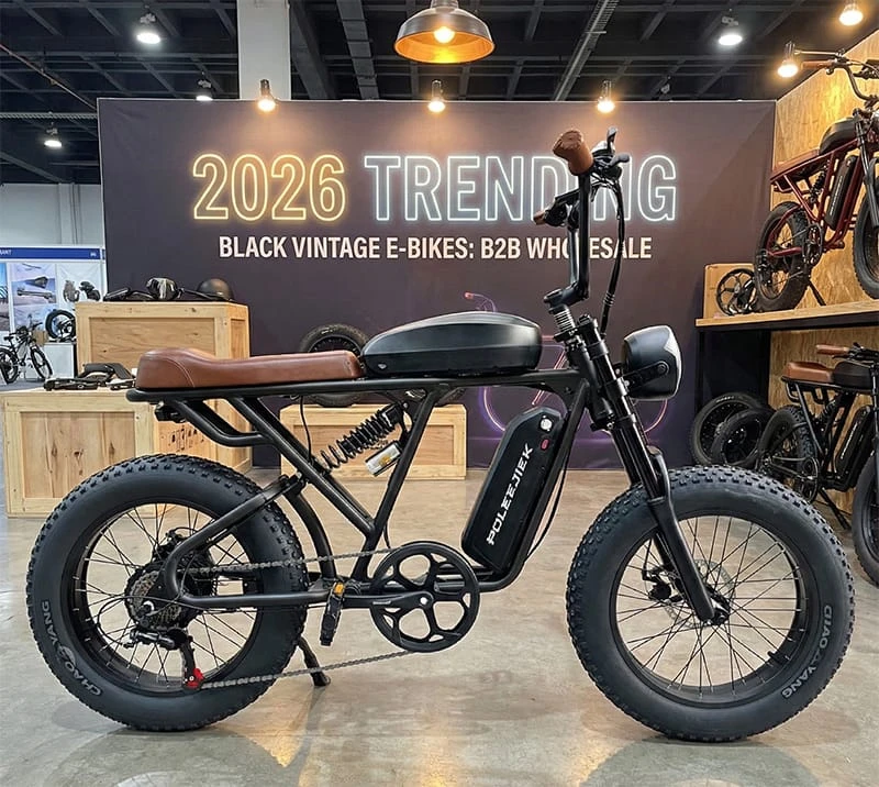 2026 Trending: Black vintage style electric bike with leather saddle for B2B wholesale