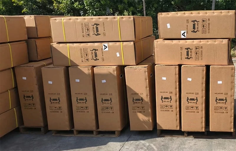 Loading a container at Poleejiek warehouse for international B2B shipment.